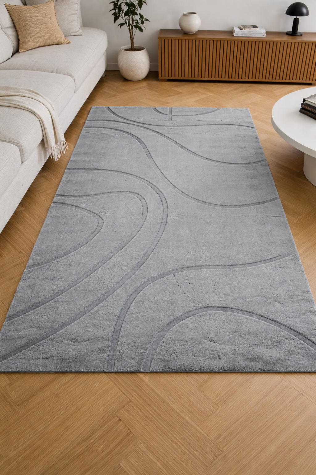 Carved - Tapis doux et élégant C4 Gris